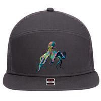 Colorful Octopus 7 Panel Mesh Trucker Snapback Hat