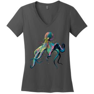 Colorful Octopus Women's V-Neck T-Shirt