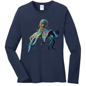 Colorful Octopus Ladies Long Sleeve Shirt