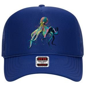 Colorful Octopus High Crown Mesh Back Trucker Hat