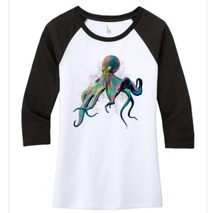 Colorful Octopus Women's Tri-Blend 3/4-Sleeve Raglan Shirt