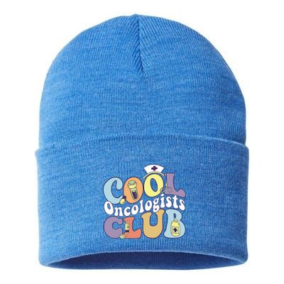Cool Oncologists Club Oncology Practitioner Squad Groovy Gift Sustainable Knit Beanie