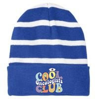 Cool Oncologists Club Oncology Practitioner Squad Groovy Gift Striped Beanie with Solid Band