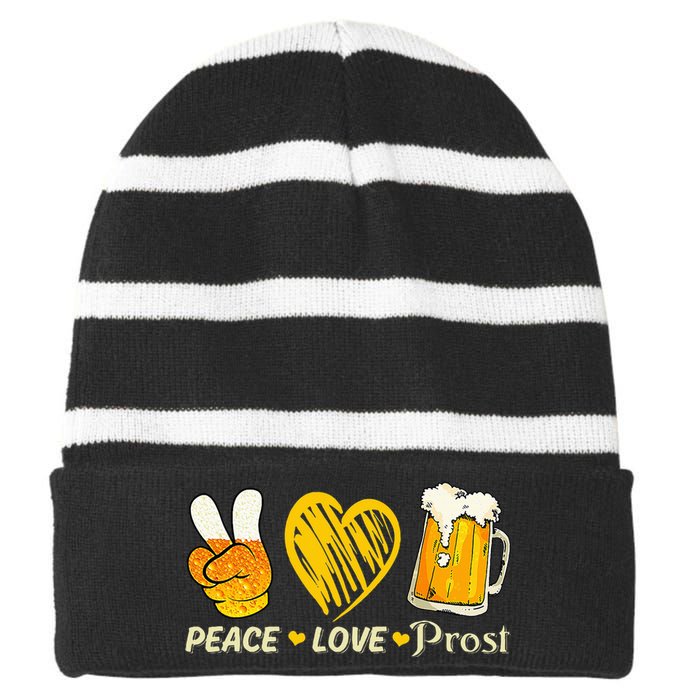 cute oktoberfest costume love prost prost oktoberfest Striped Beanie with Solid Band