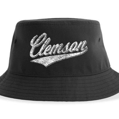 City Of Clemson South Carolina Varsity Script Sports Jersey Sustainable Bucket Hat