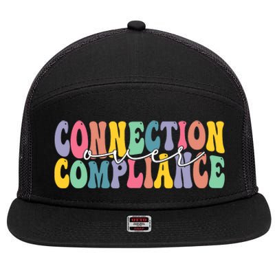 Connection Over Compliance Autism Awareness Month 7 Panel Mesh Trucker Snapback Hat