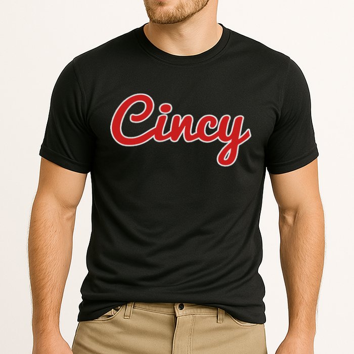Cincinnati Ohio Classic Red Script Cincy City Cooling Performance Crew T-Shirt