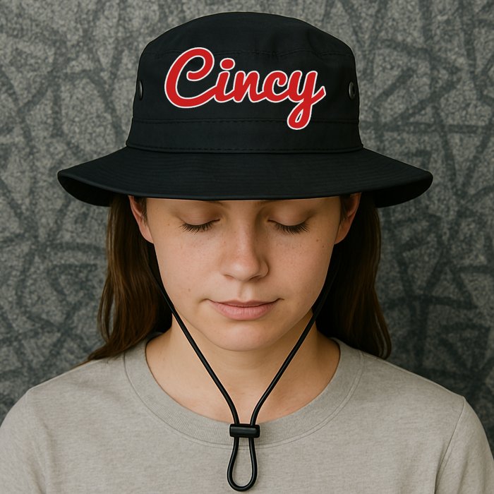 Cincinnati Ohio Classic Red Script Cincy City Bucket Hat