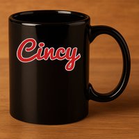Cincinnati Ohio Classic Red Script Cincy City 11oz C Handle Ceramic Mug