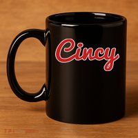 Cincinnati Ohio Classic Red Script Cincy City 11oz C Handle Ceramic Mug