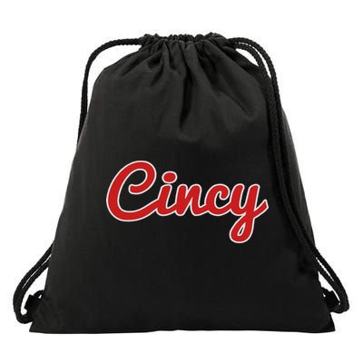 Cincinnati Ohio Classic Red Script Cincy City Drawstring Bag