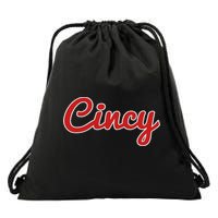 Cincinnati Ohio Classic Red Script Cincy City Drawstring Bag