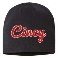 Cincinnati Ohio Classic Red Script Cincy City Sustainable Beanie