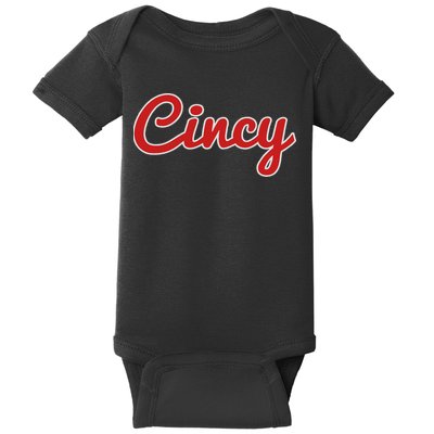 Cincinnati Ohio Classic Red Script Cincy City Baby Bodysuit