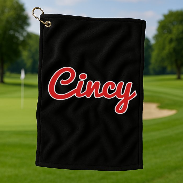 Cincinnati Ohio Classic Red Script Cincy City Golf Towel