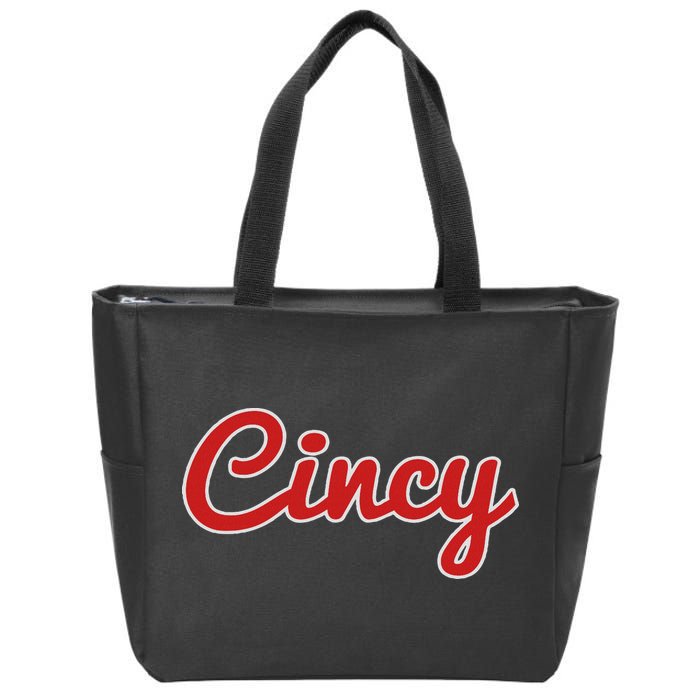 Cincinnati Ohio Classic Red Script Cincy City Zip Tote Bag
