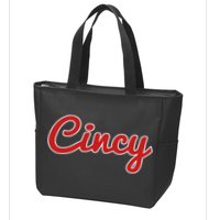 Cincinnati Ohio Classic Red Script Cincy City Zip Tote Bag