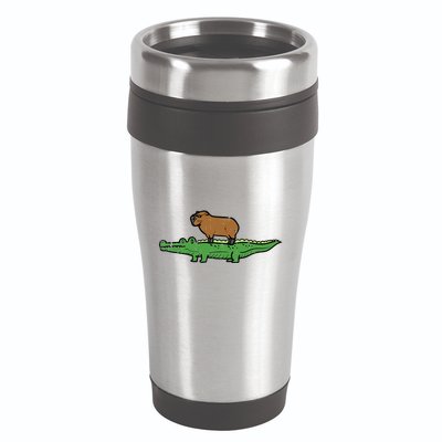 Capybara On Crocodile Capy Alligator Rodent 16oz Travel Tumbler