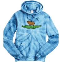 Capybara On Crocodile Capy Alligator Rodent Tie Dye Hoodie
