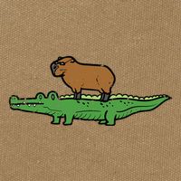 Capybara On Crocodile Capy Alligator Rodent Cotton Canvas Backpack