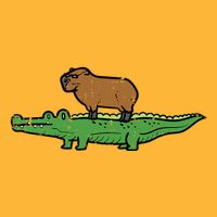 Capybara On Crocodile Capy Alligator Rodent Pom Pom 12in Knit Beanie