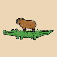 Capybara On Crocodile Capy Alligator Rodent Drawstring Bag