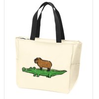 Capybara On Crocodile Capy Alligator Rodent Zip Tote Bag