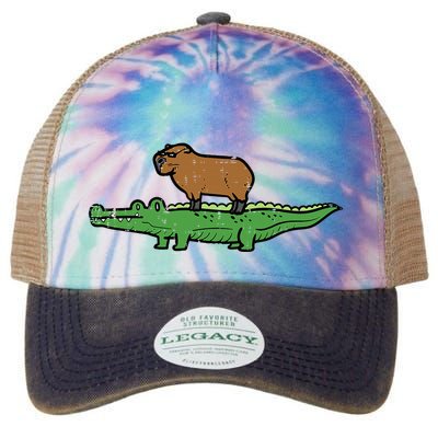 Capybara On Crocodile Capy Alligator Rodent Legacy Tie Dye Trucker Hat