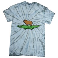 Capybara On Crocodile Capy Alligator Rodent Tie-Dye T-Shirt