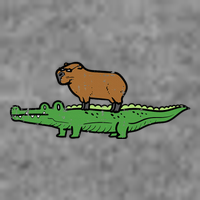 Capybara On Crocodile Capy Alligator Rodent 7-Panel Snapback Hat