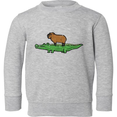 Capybara On Crocodile Capy Alligator Rodent Toddler Sweatshirt