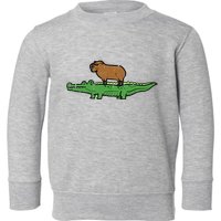 Capybara On Crocodile Capy Alligator Rodent Toddler Sweatshirt
