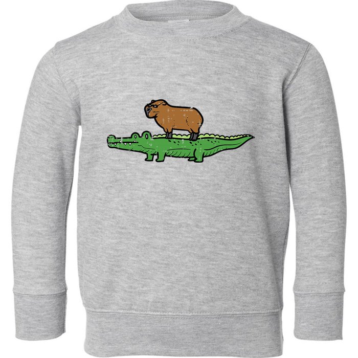 Capybara On Crocodile Capy Alligator Rodent Toddler Sweatshirt