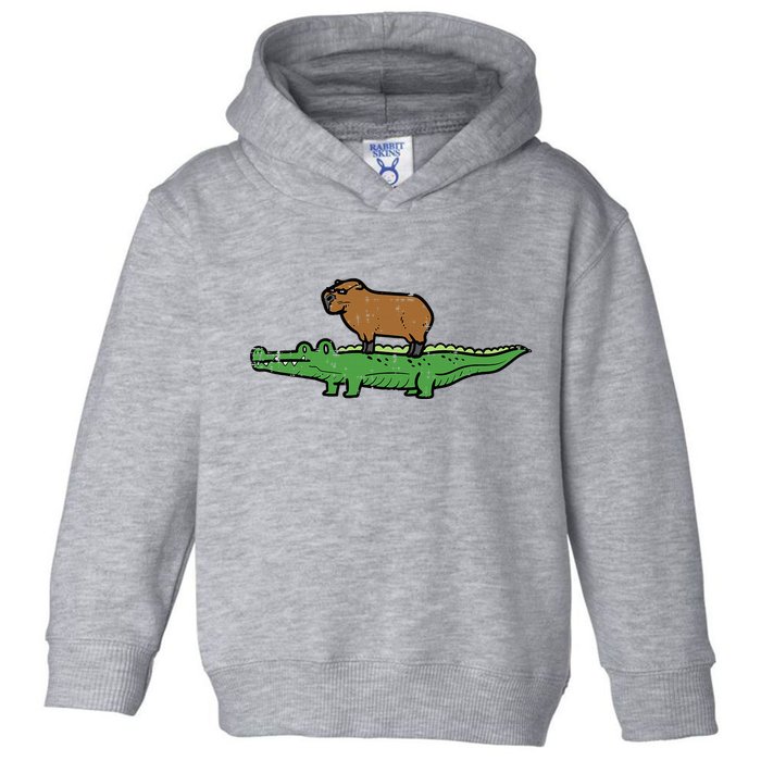 Capybara On Crocodile Capy Alligator Rodent Toddler Hoodie
