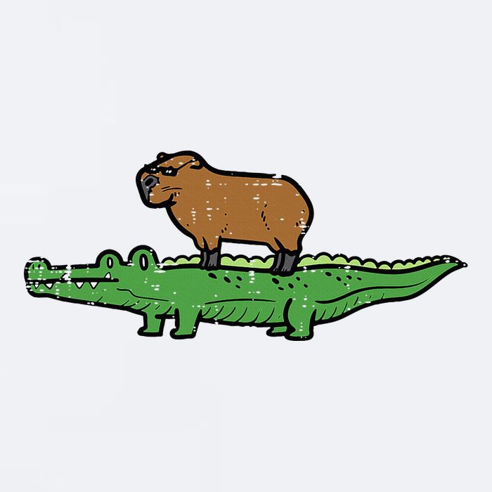 Capybara On Crocodile Capy Alligator Rodent Sueded Cloud Jersey T-Shirt