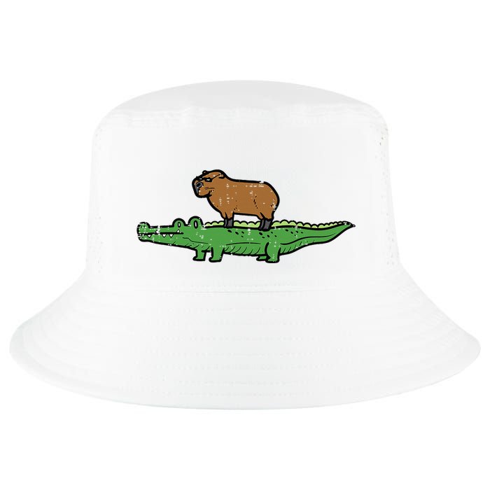 Capybara On Crocodile Capy Alligator Rodent Cool Comfort Performance Bucket Hat