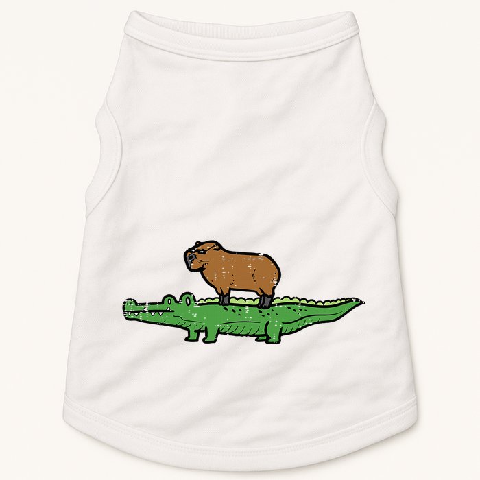 Capybara On Crocodile Capy Alligator Rodent Doggie Tank