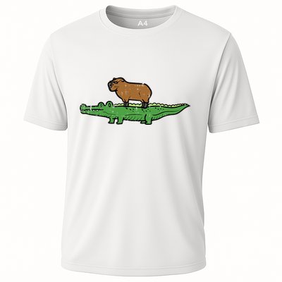 Capybara On Crocodile Capy Alligator Rodent Performance Shirt