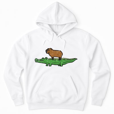 Capybara On Crocodile Capy Alligator Rodent Hoodie