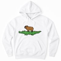 Capybara On Crocodile Capy Alligator Rodent Hoodie