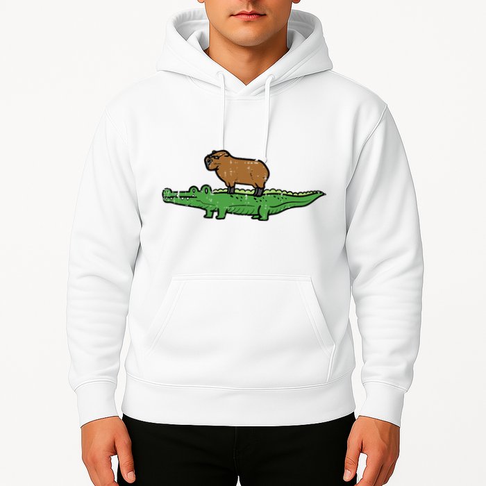 Capybara On Crocodile Capy Alligator Rodent Hoodie