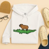 Capybara On Crocodile Capy Alligator Rodent Hoodie