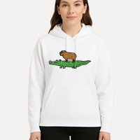 Capybara On Crocodile Capy Alligator Rodent Hoodie