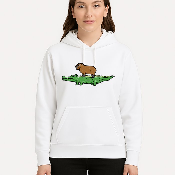 Capybara On Crocodile Capy Alligator Rodent Hoodie