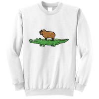Capybara On Crocodile Capy Alligator Rodent Sweatshirt