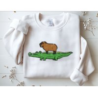 Capybara On Crocodile Capy Alligator Rodent Sweatshirt