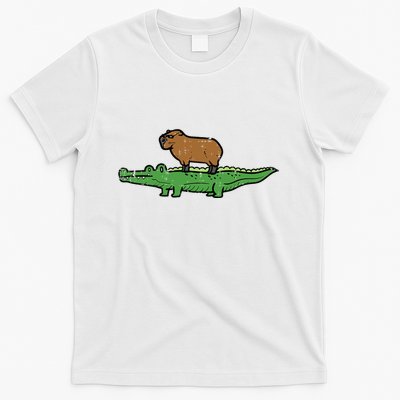 Capybara On Crocodile Capy Alligator Rodent T-Shirt