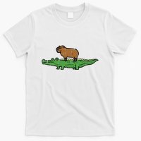 Capybara On Crocodile Capy Alligator Rodent T-Shirt