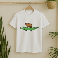 Capybara On Crocodile Capy Alligator Rodent T-Shirt