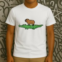 Capybara On Crocodile Capy Alligator Rodent T-Shirt